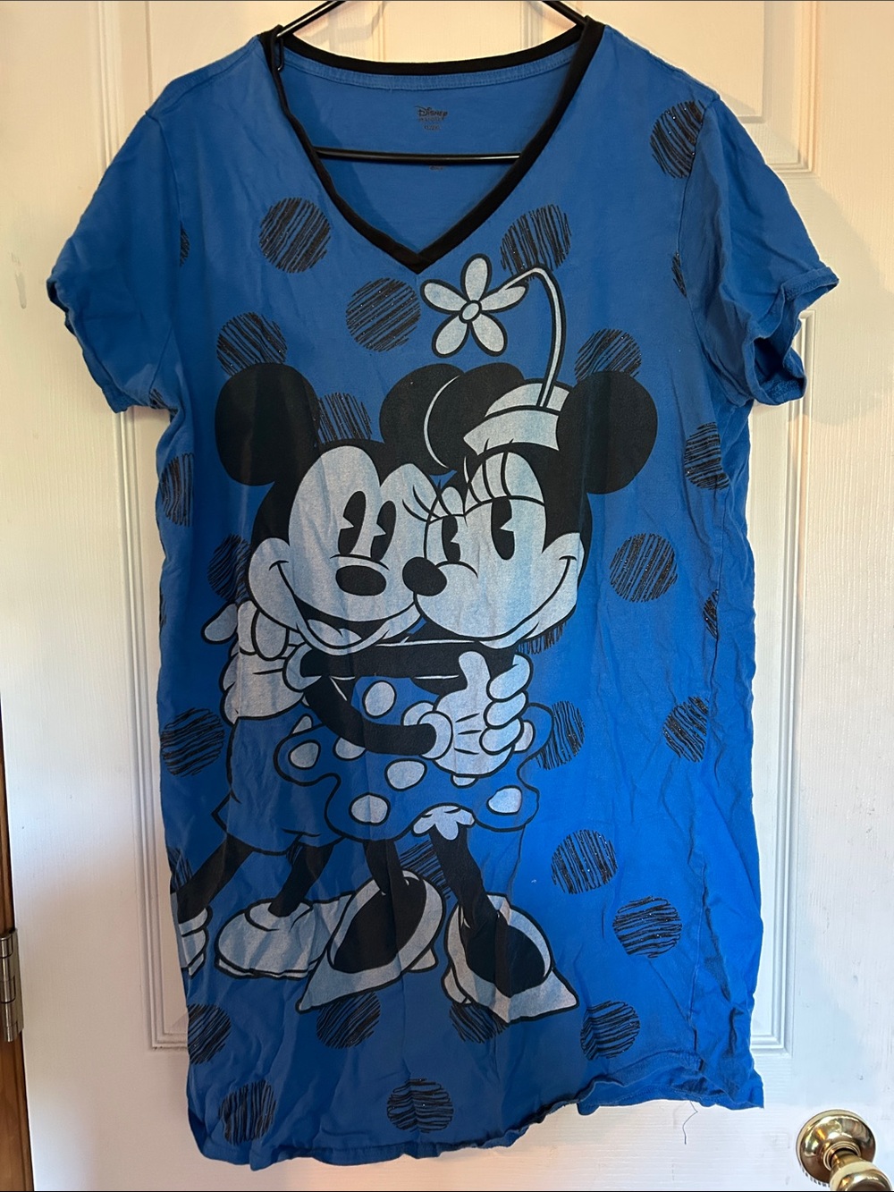Disney Blue Minnie & Mickey V-Neck Graphic Tee